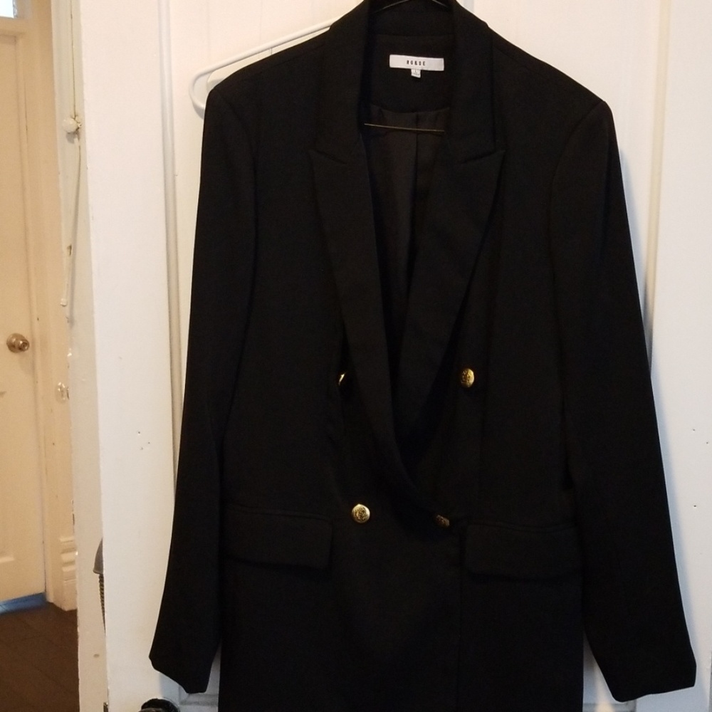 Black blazer gold button detail. Double breasted.